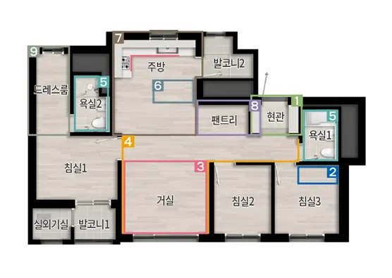 원종 휴먼빌 46제곱의 평면도입니다